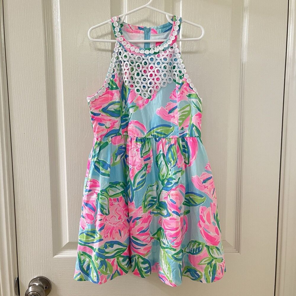 Lilly Pulitzer Little Kinley Dress Totally Blossom Floral Fit and Flare Girls 8